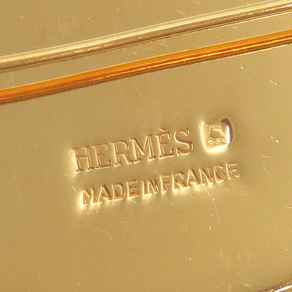エルメス HERMES エマイユ ホワイトXブラウンXゴールド GP 七宝焼き