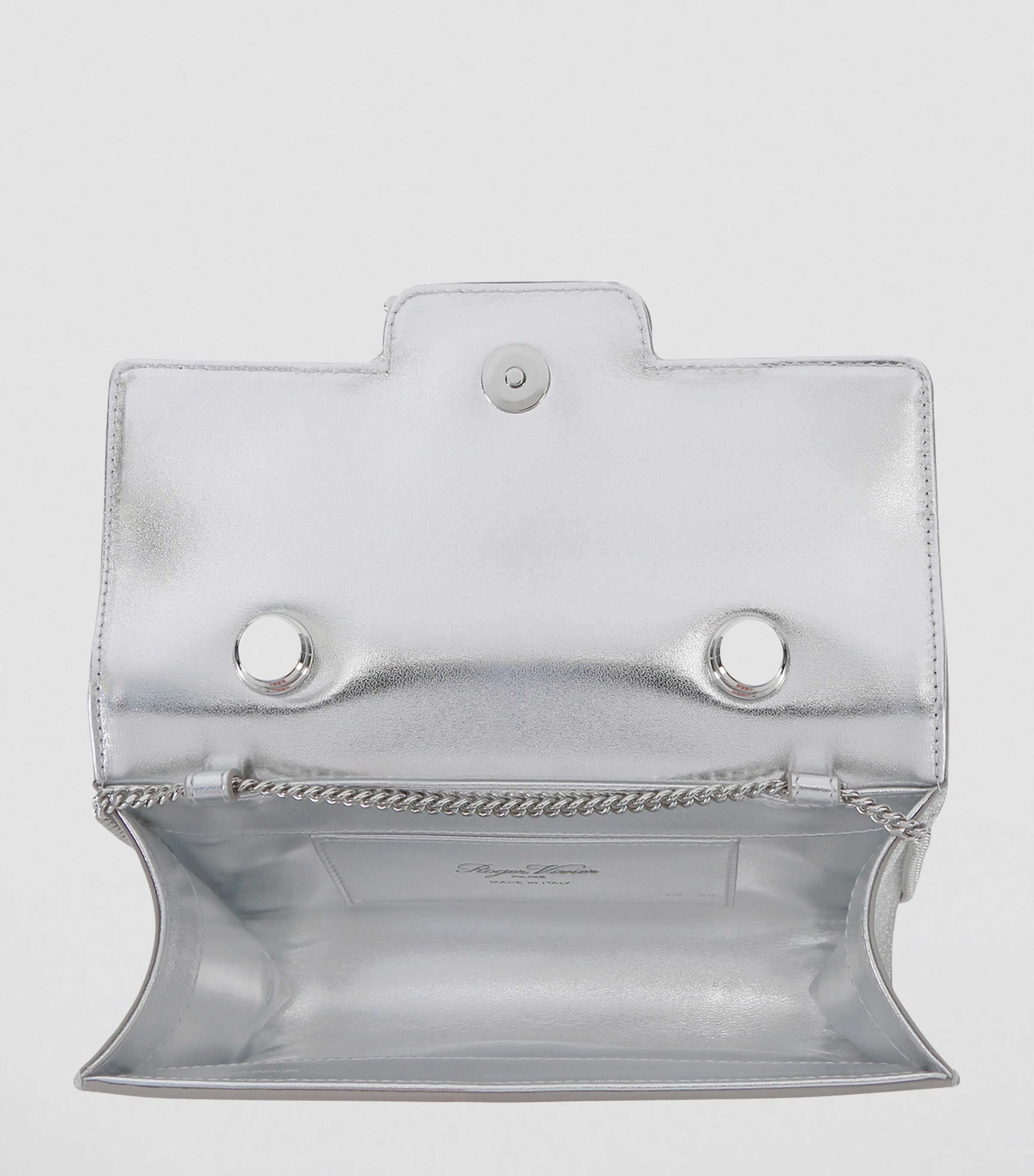 Roger Vivier Silver Mini Flower Jewel Envelope Top-Handle Bag