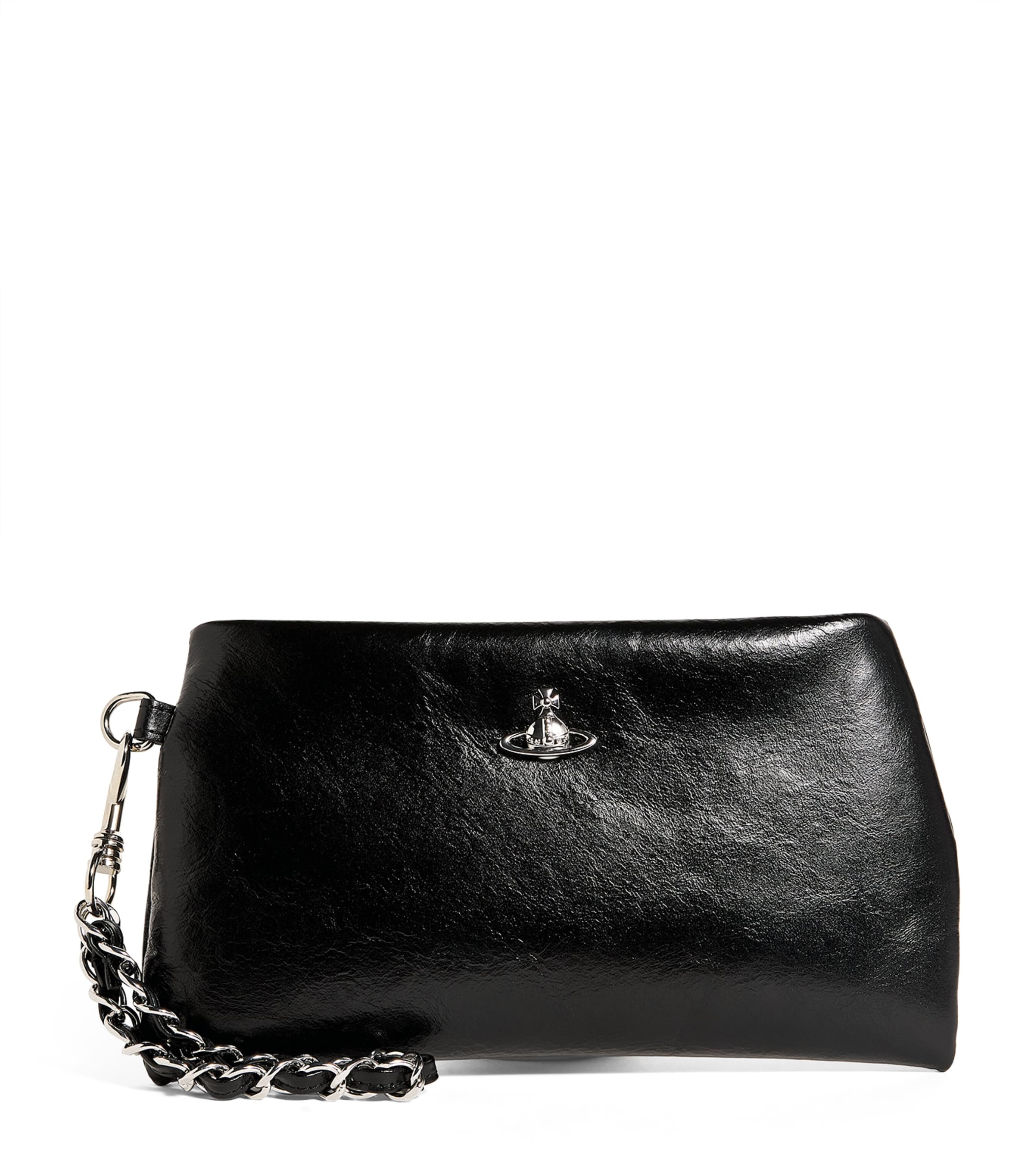 Vivienne Westwood Black Leather Sadie Wristlet Pouch | Harrods US