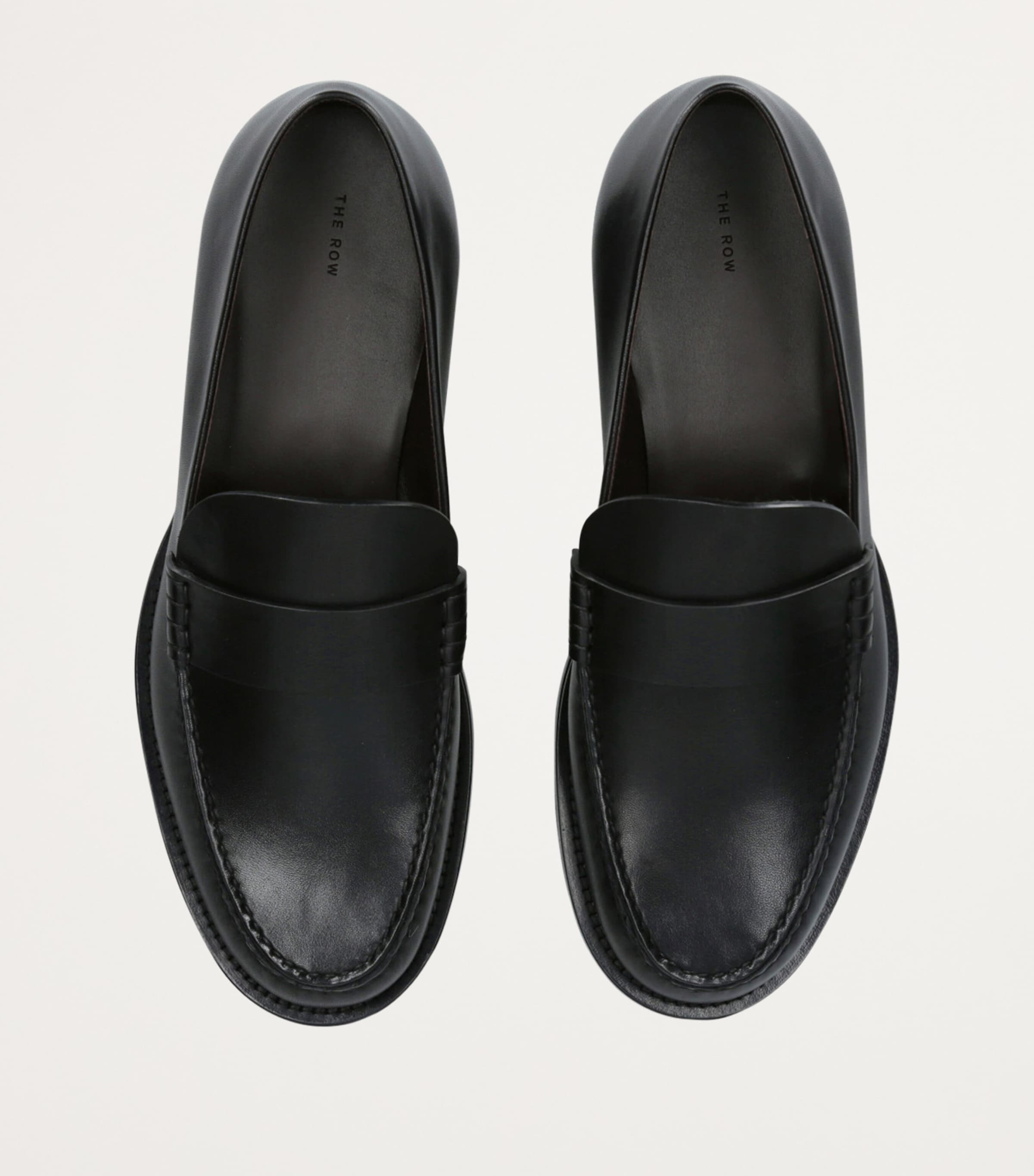 The Row Black Novus Leather Moccasins | Harrods US