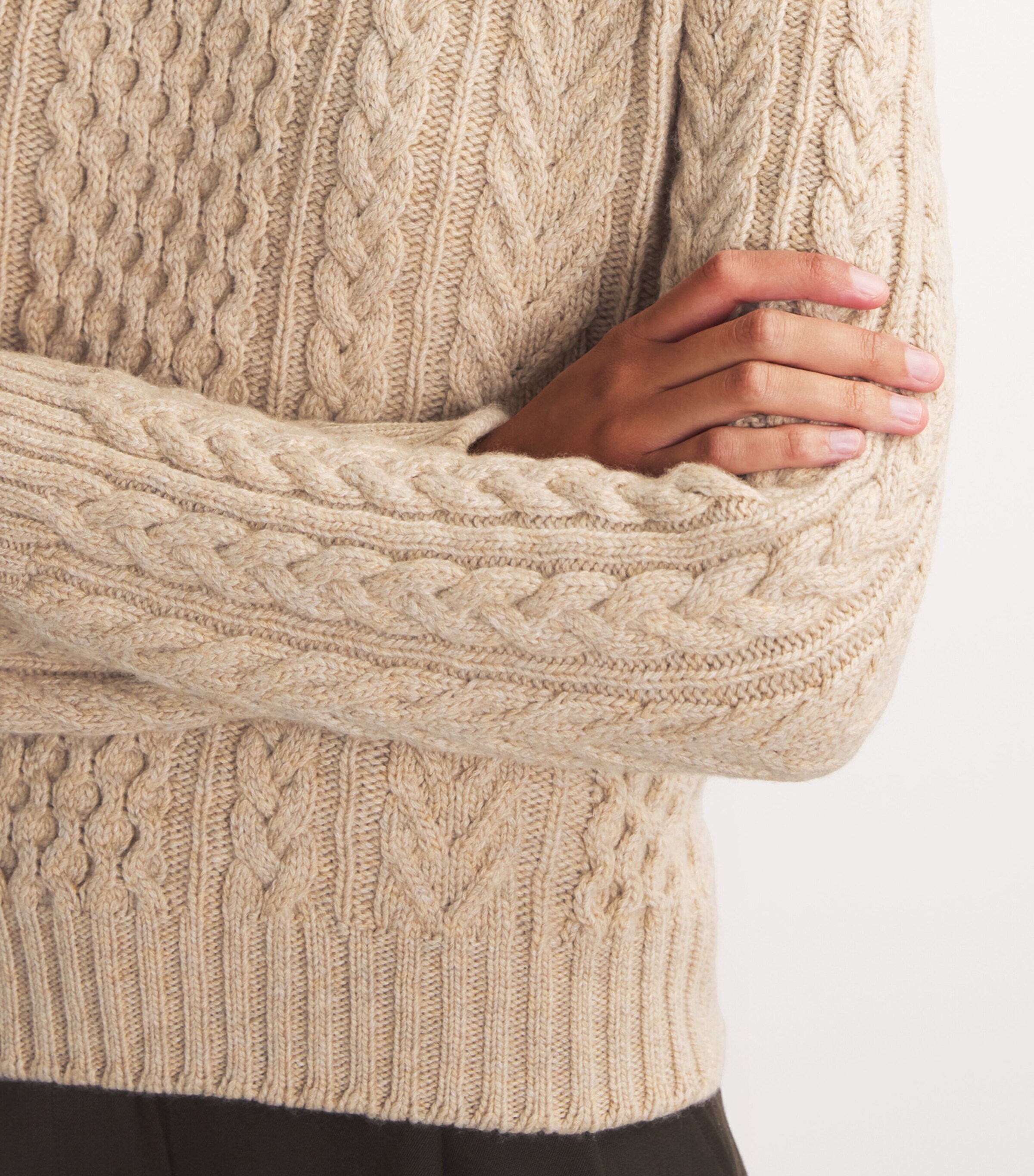 Johnstons Of Elgin Beige Cashmere Aran Sweater | Harrods US