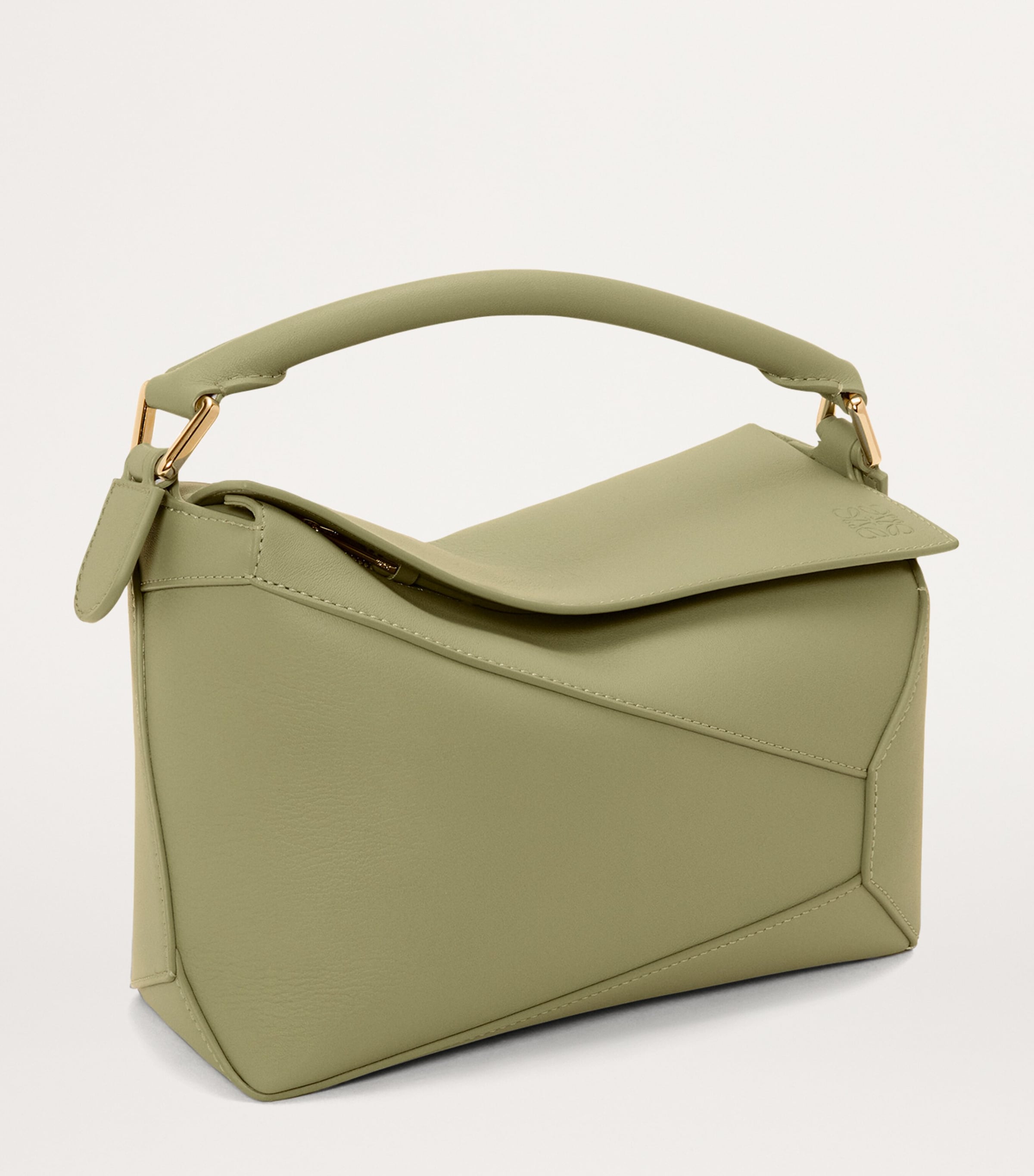 LOEWE Green Small Leather Puzzle Edge Top-Handle Bag | Harrods US