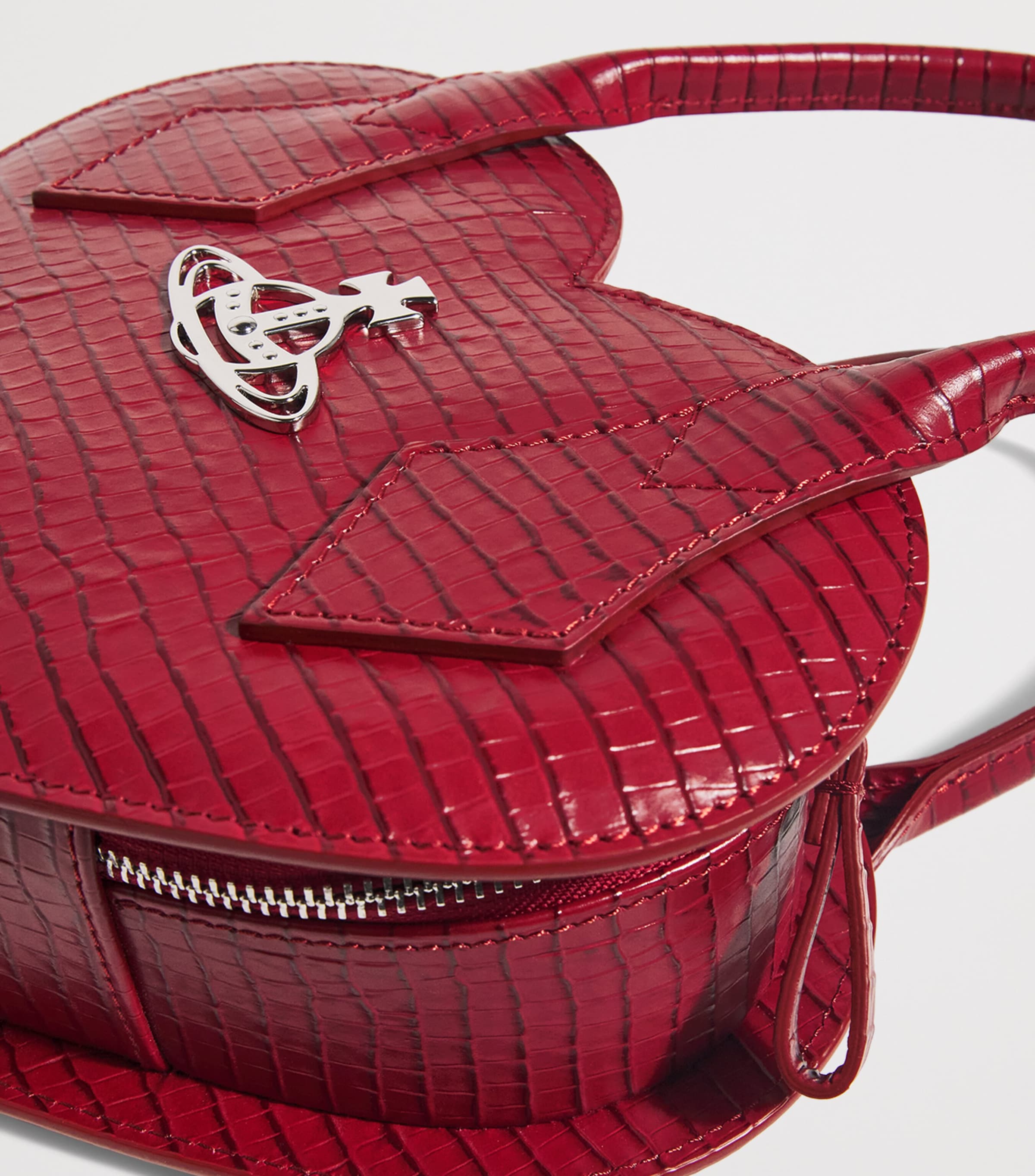 Vivienne Westwood Red Croc-Embossed Leather Josephine Heart Cross