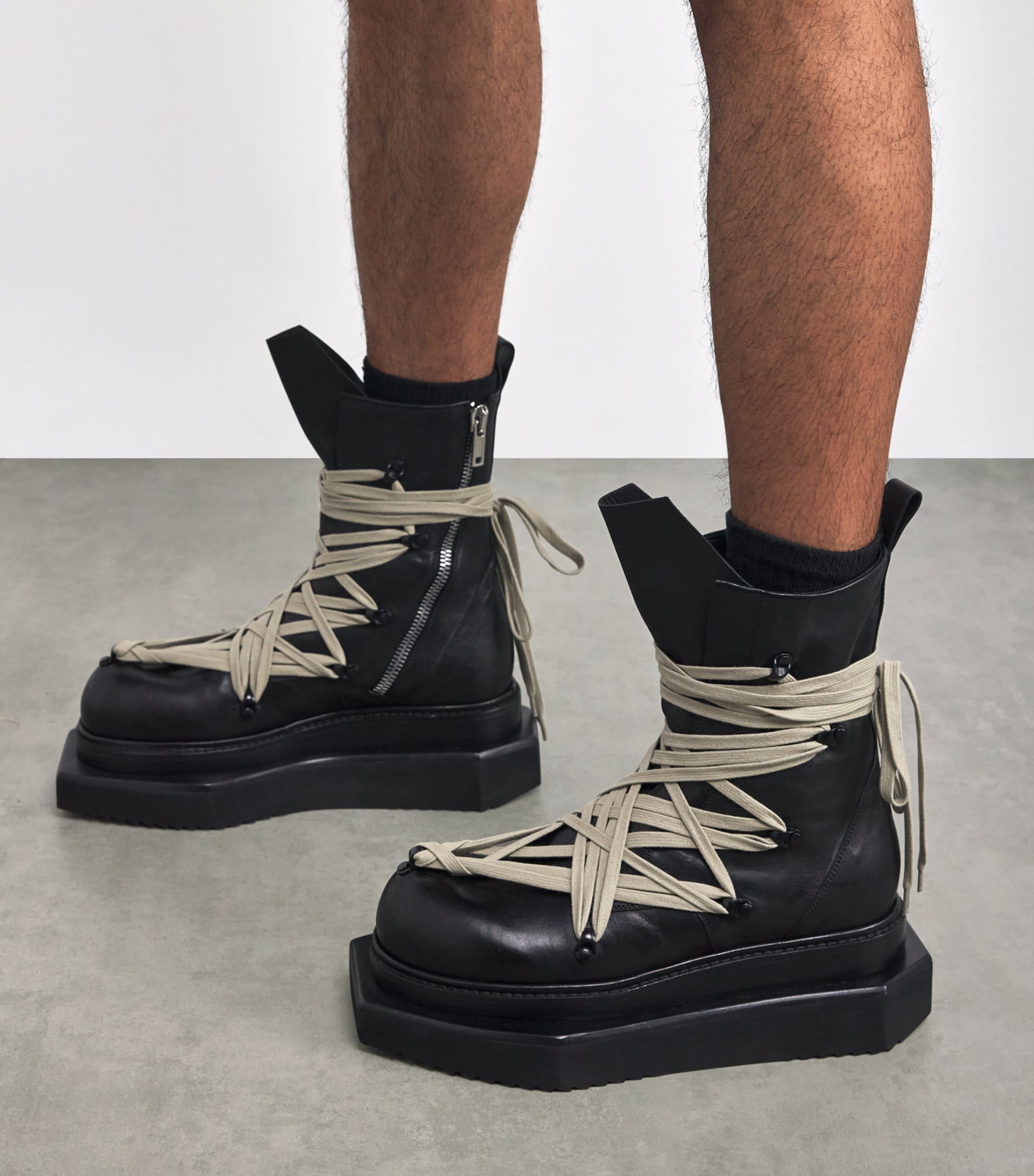 Rick Owens Black Mega-Lace Turbo Cyclops Boots | Harrods US