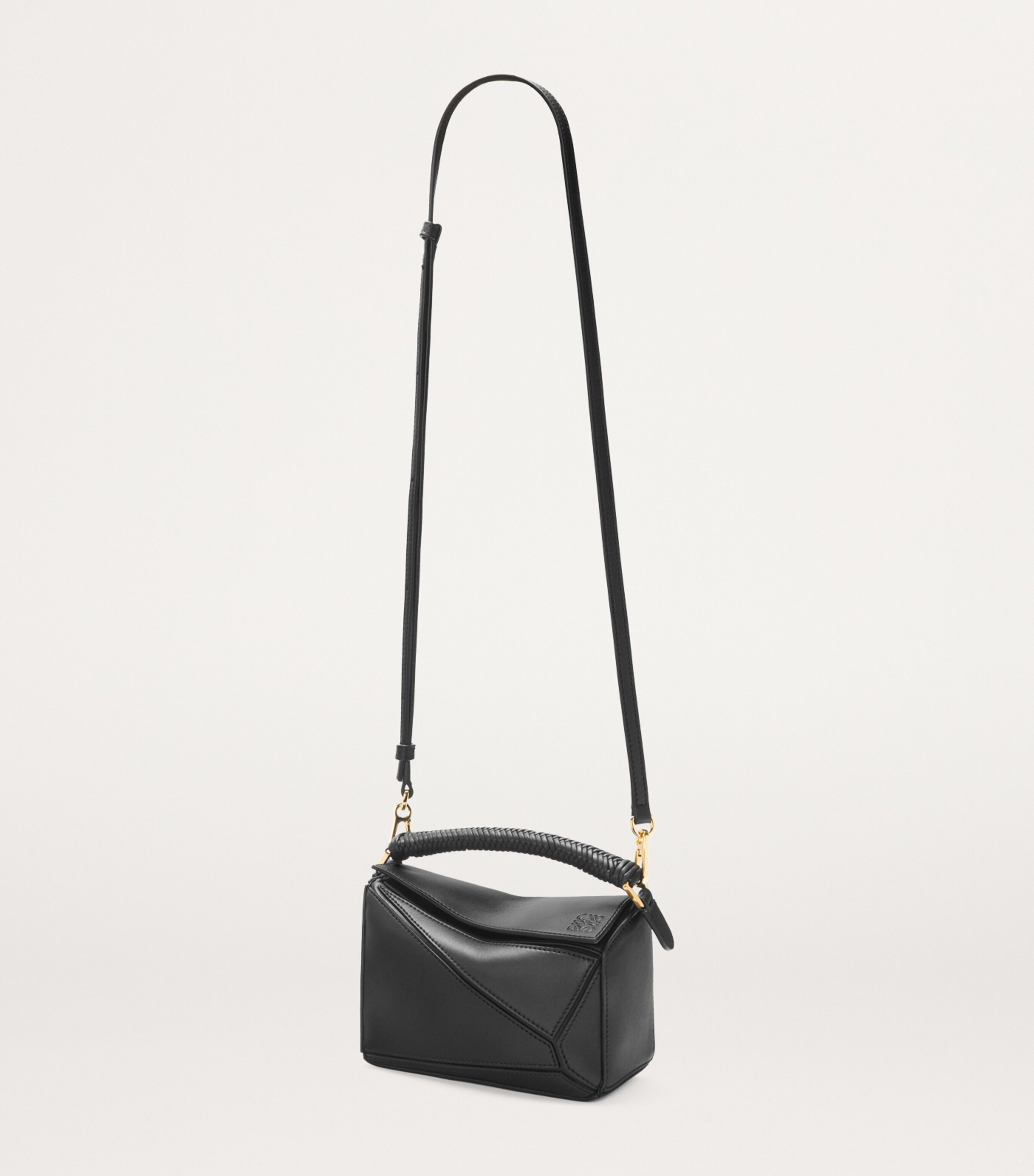 LOEWE Black Mini Leather Puzzle Edge Top-Handle Bag | Harrods US
