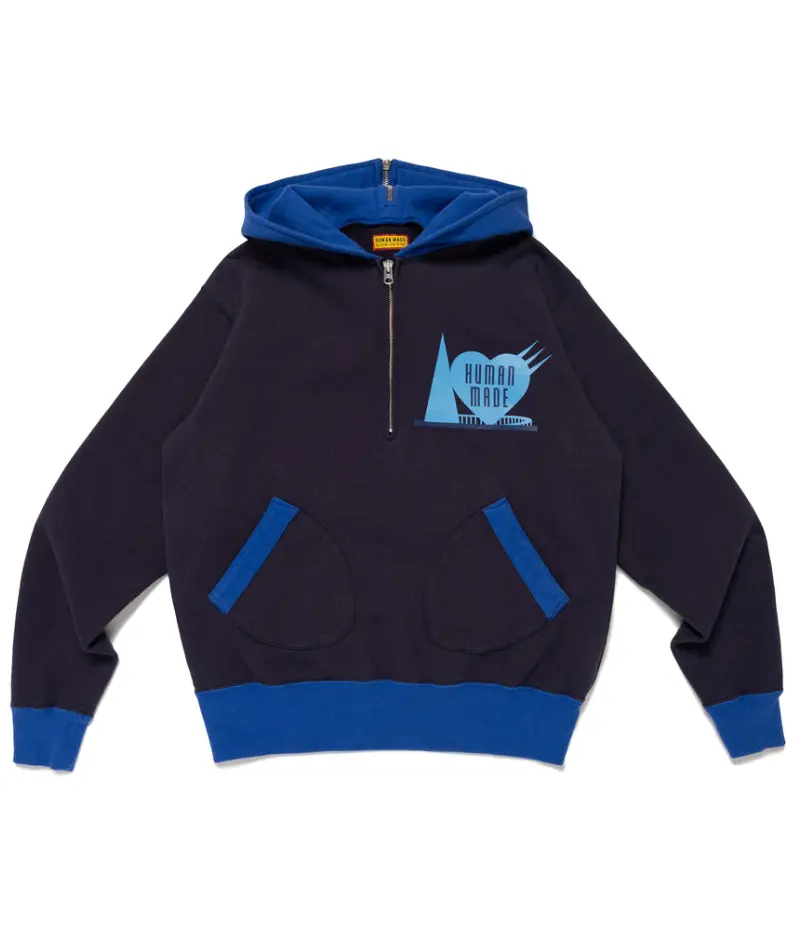 Human Made HALF-ZIP HOODIE Navy | Official Japan Store
