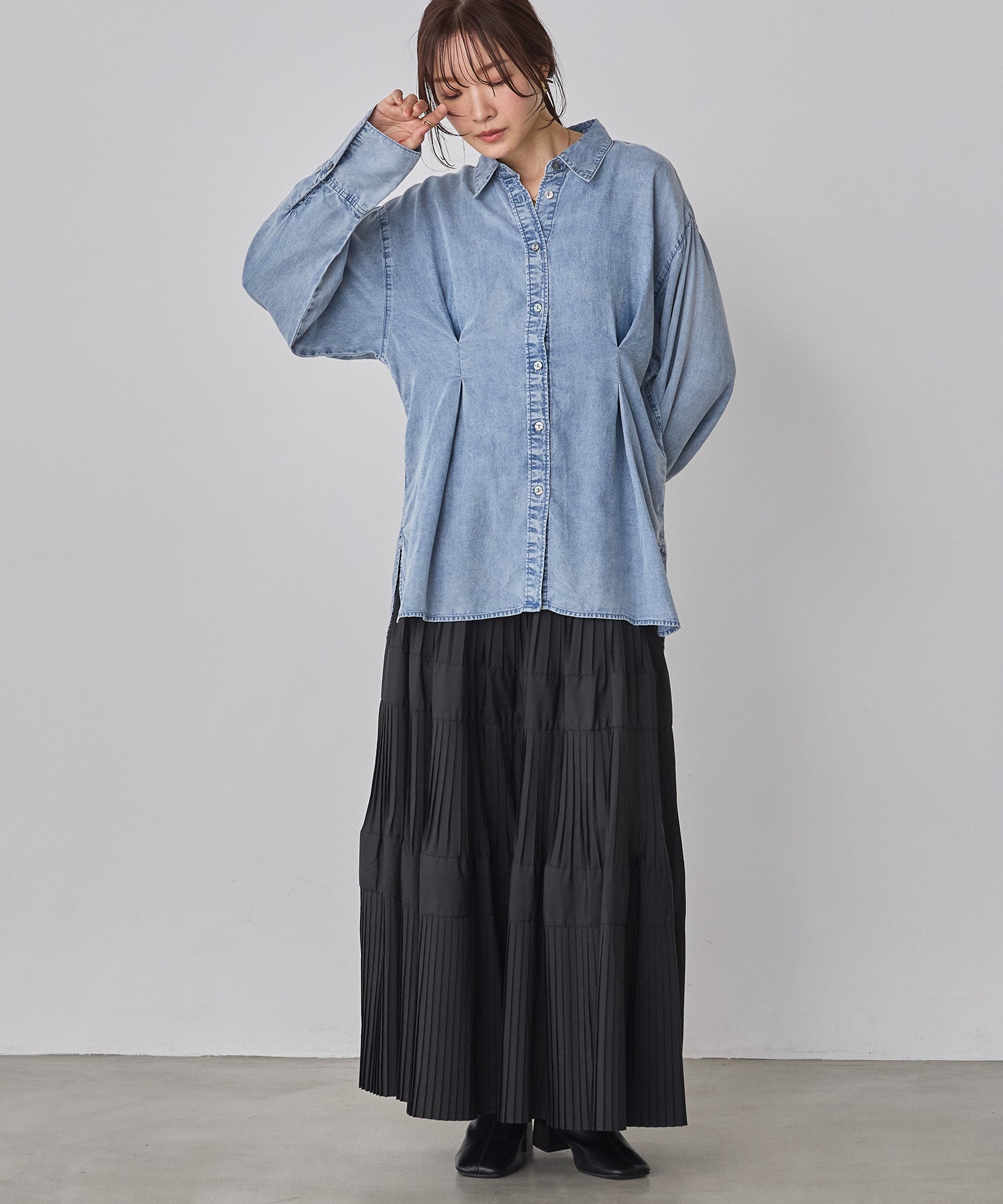 デニム オーバータックシャツ