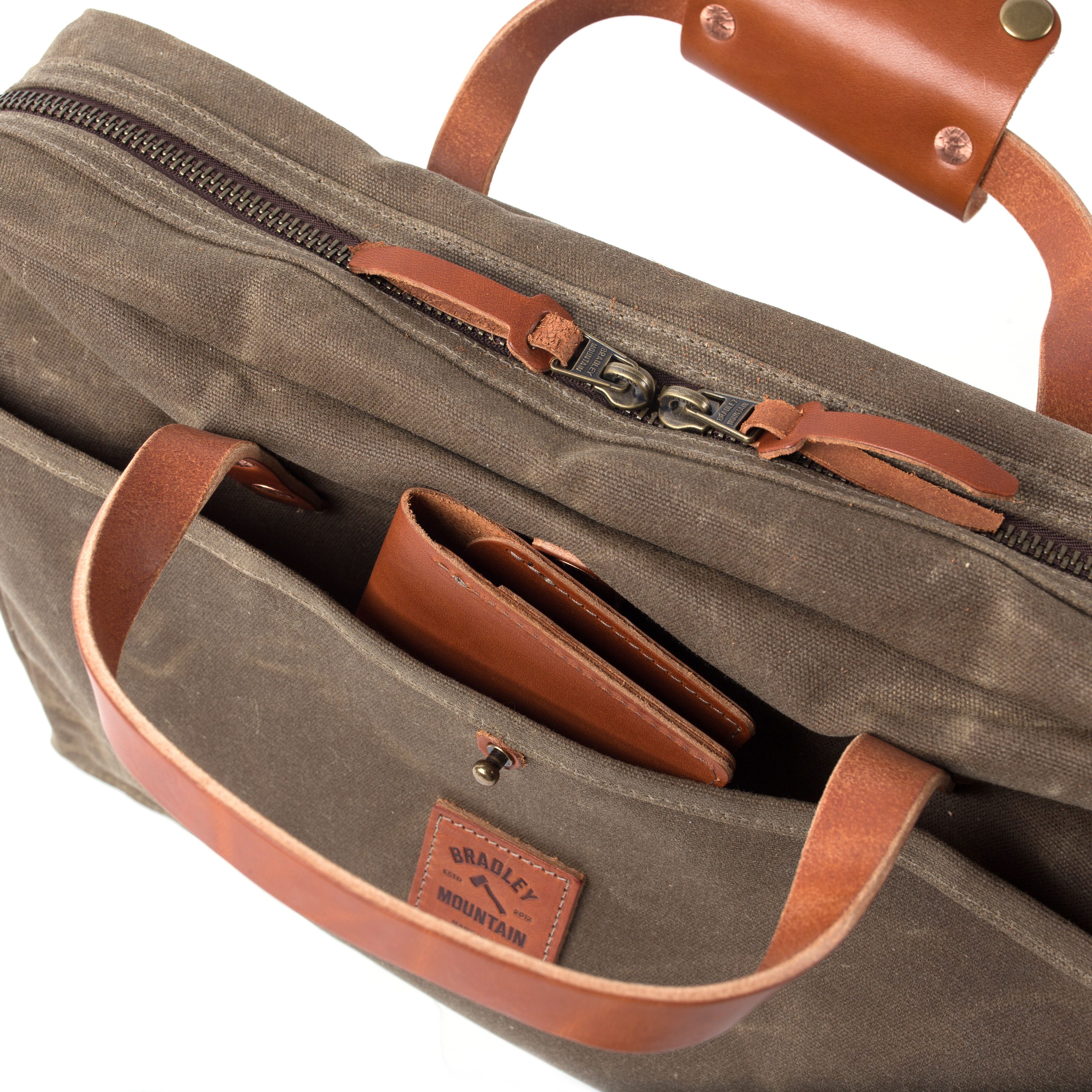 Bradley Mountain The Courier - Waxed Canvas Briefcase - Field Tan