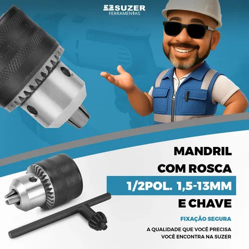 Mandril De Chave Para Furadeira Mondial 1/2 13mm Vermelha