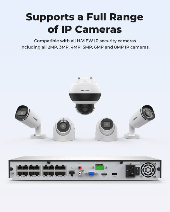 H.View 16チャンネル4K PoE NVRレコーダー8MP ONVIFビデオレコーダー
