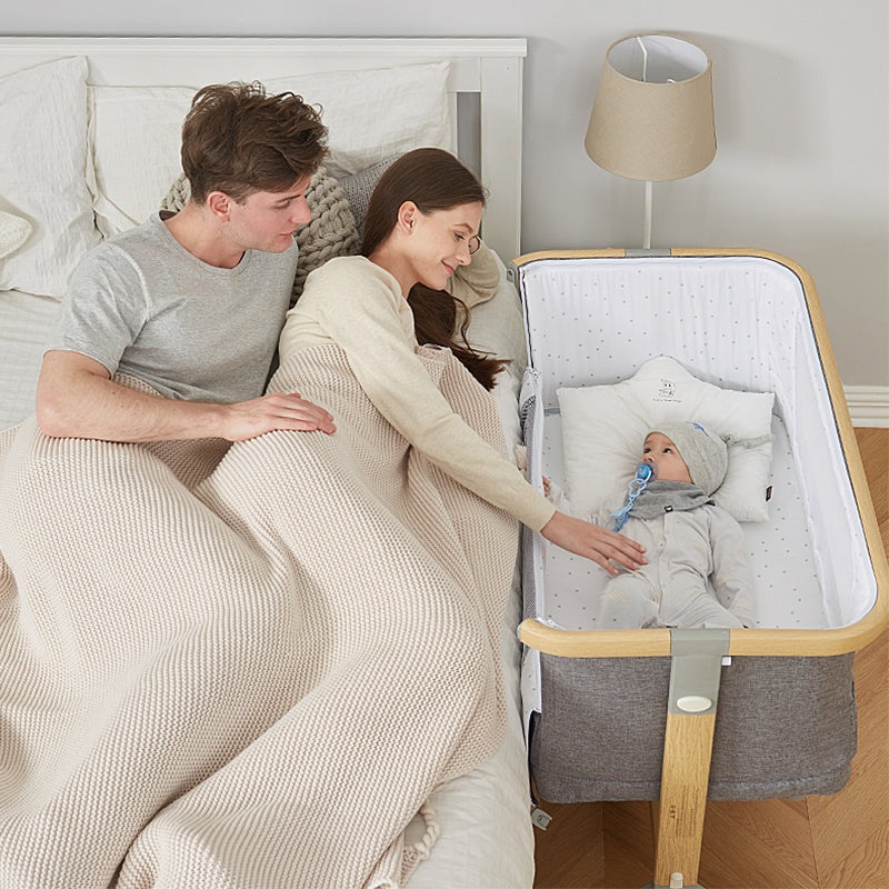 HZMDJベビーベット 添い寝ベッド 揺りかご おりたたみ 消音昇降機能