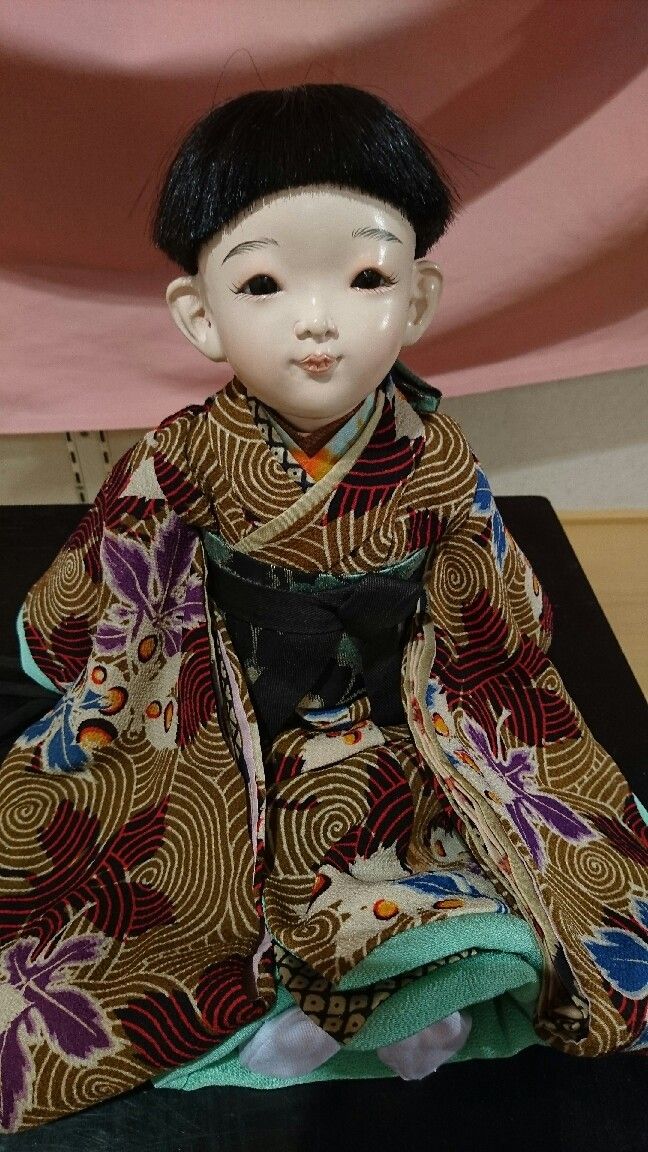 油絵 菅家令子 絵 絵画インテリアF6-080118 市松人形 日本人形 可愛い