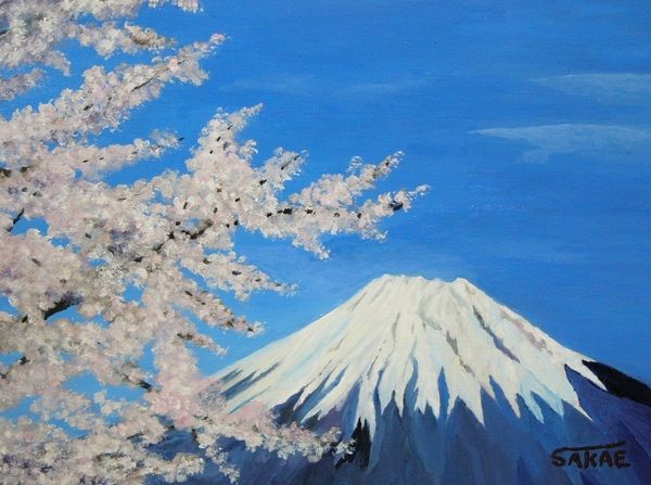 桜と富士山の風景画 Amazon.co.jp: 富士山 桜 絵画 桜景色 富士山の