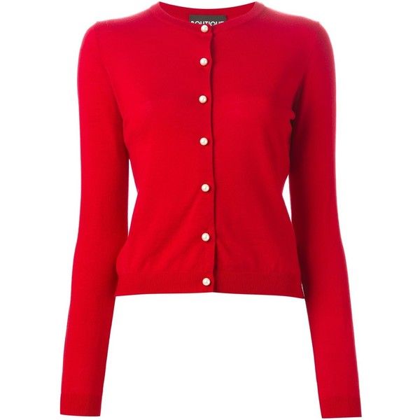 Boutique Moschino Pearl Button Cardigan ($365) ❤ liked on