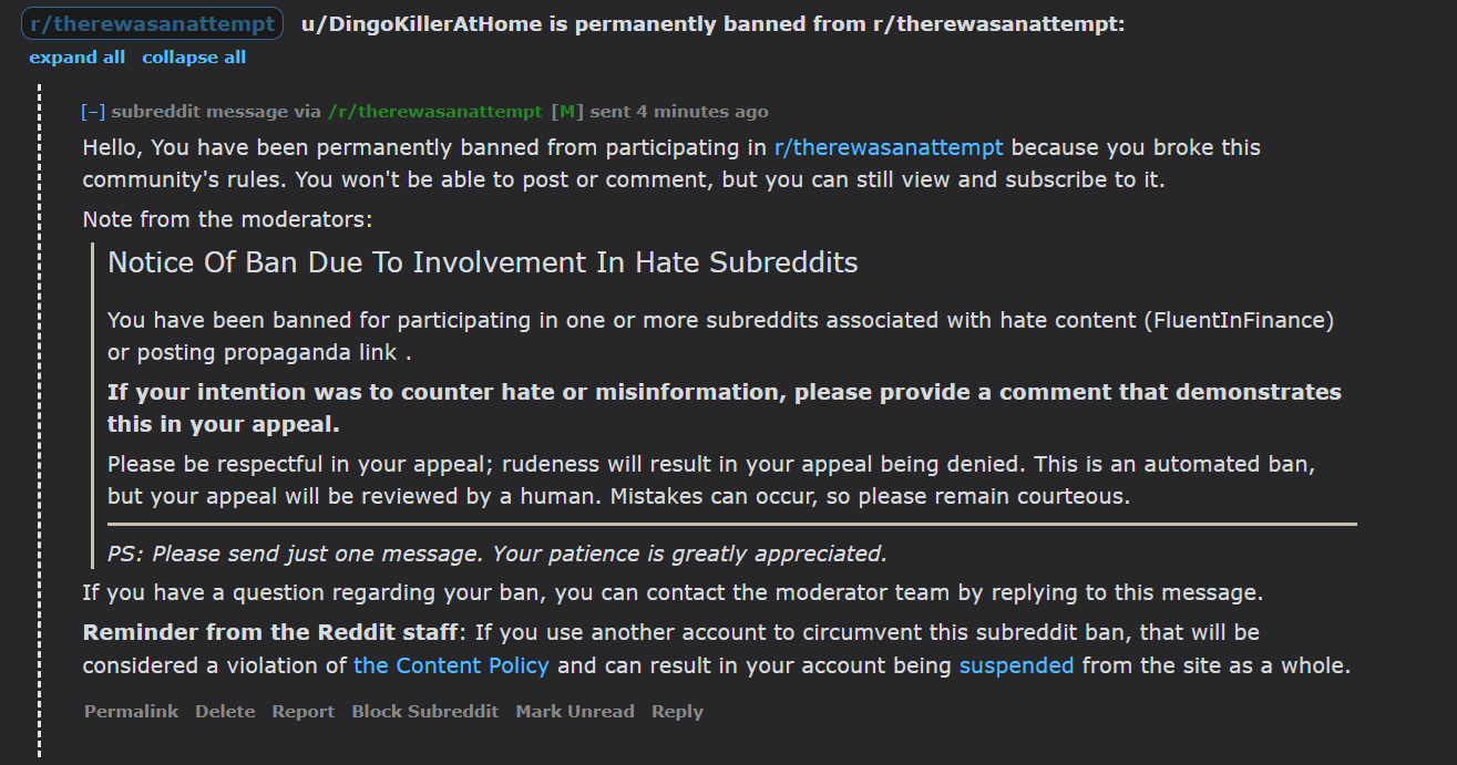 Damn, being here got me banned from r/therewasanattempt. Is this a