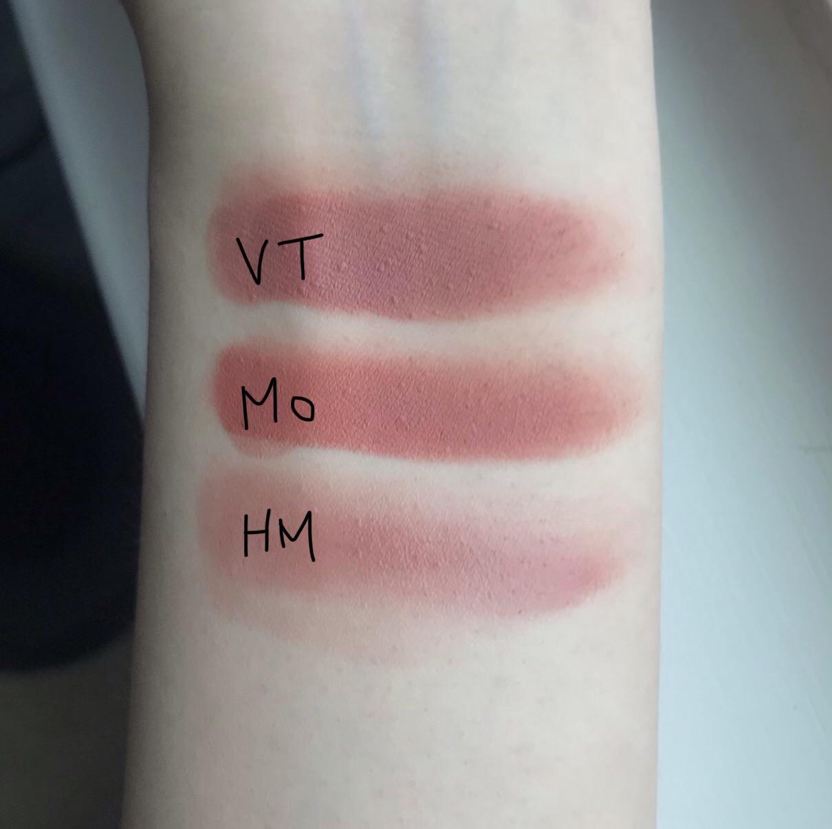 MLBBシェード：MAC ベルベットテディ、モカ、ハグミーのスウォッチ