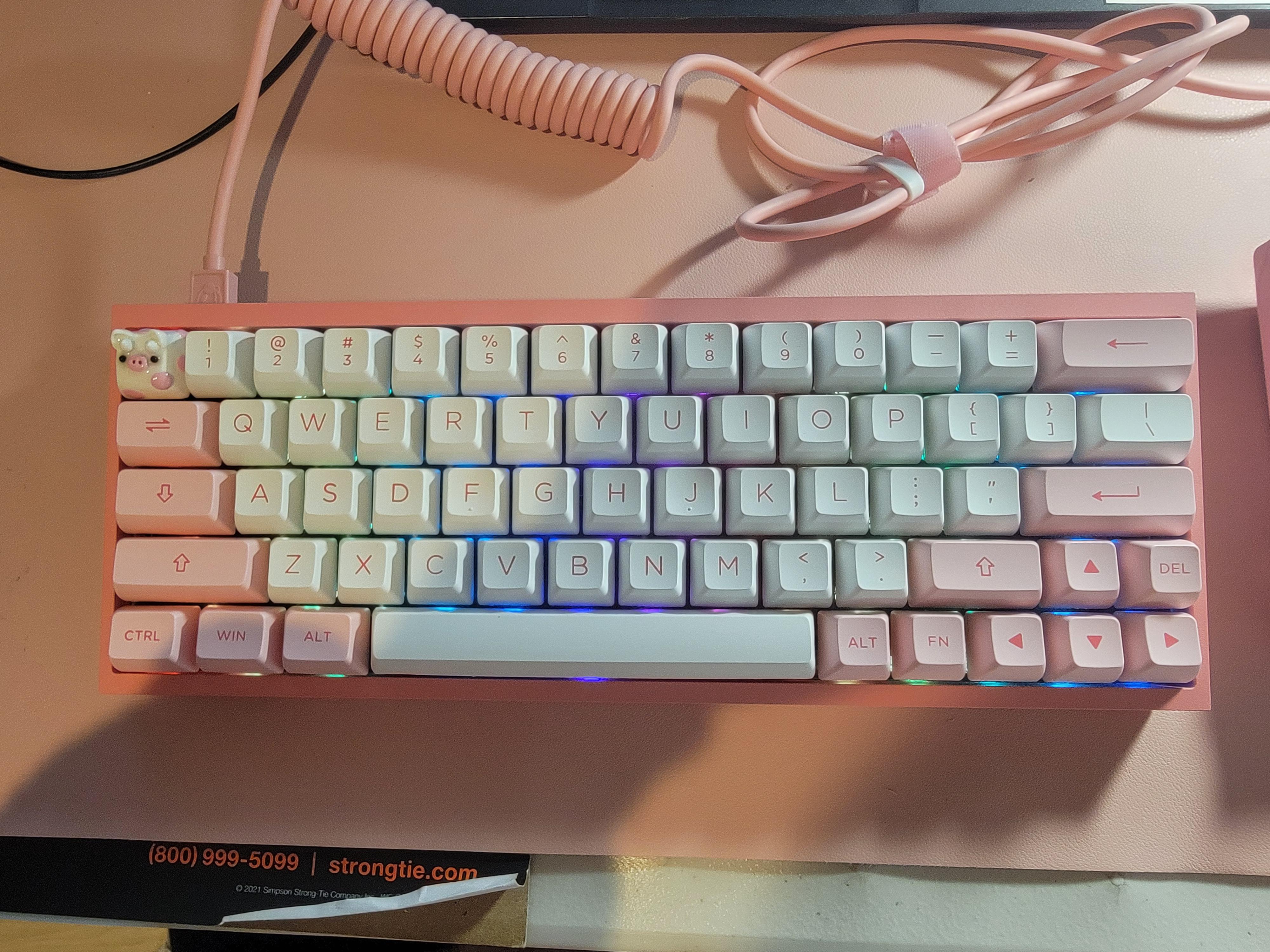 My first custom build (: Tofu60 in e coating pink : r
