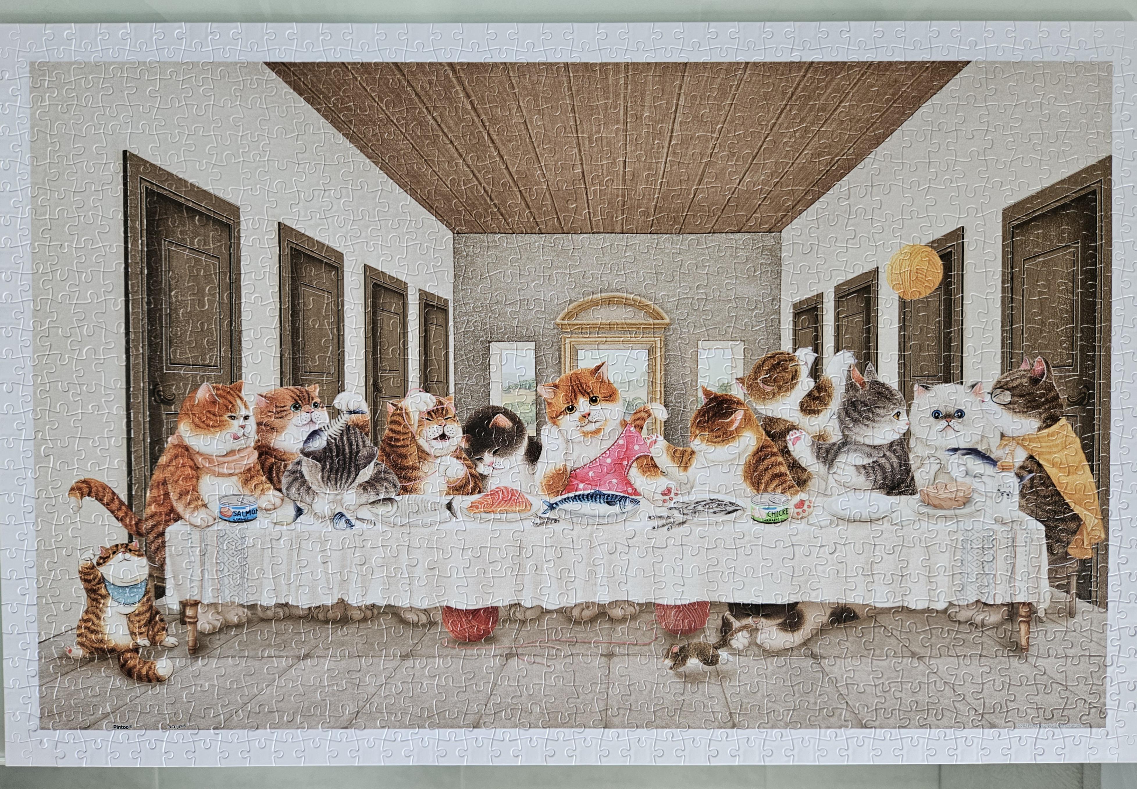 最初のパズル！Nyangsongiの「猫の最後の晩餐」、Pintoo 1000ピース