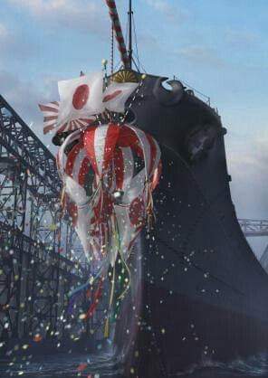 戦艦大和の進水式の素晴らしい再現。[296x418] : r/WarshipPorn