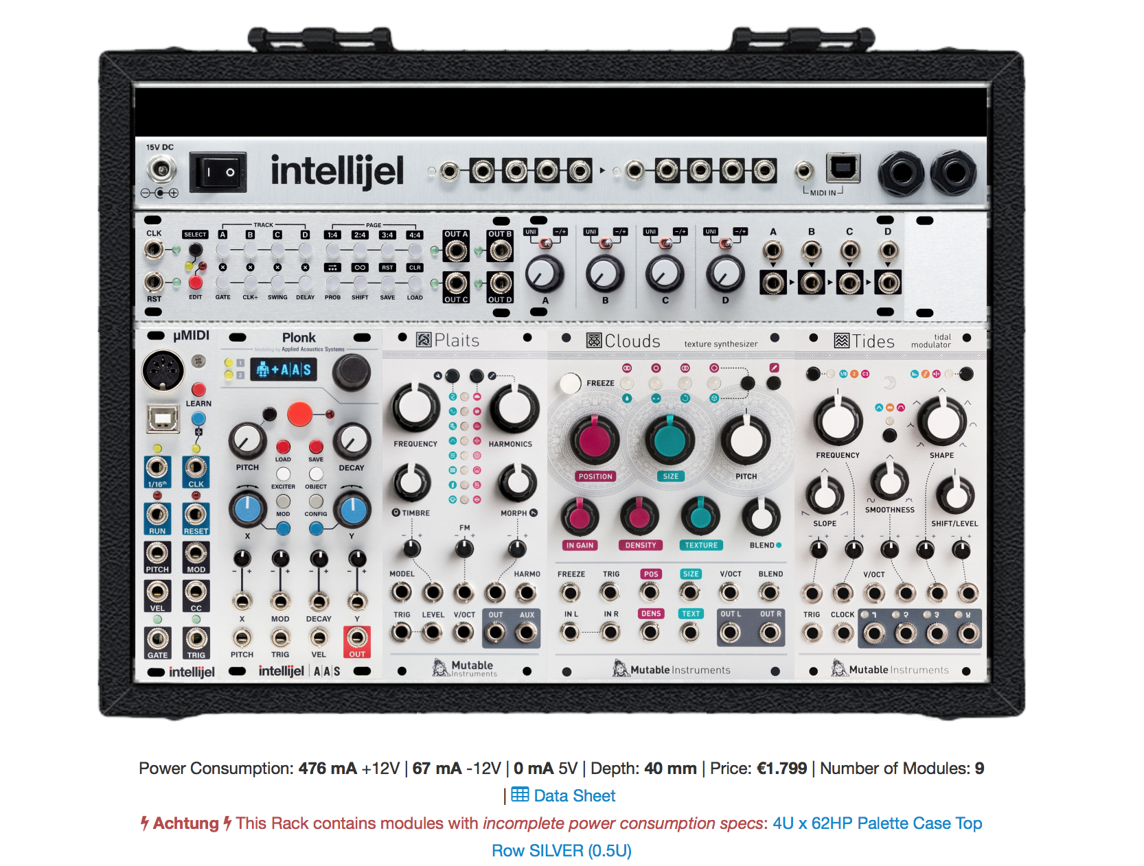 Intellijel Designs 4U Palette Case 62HP Silver