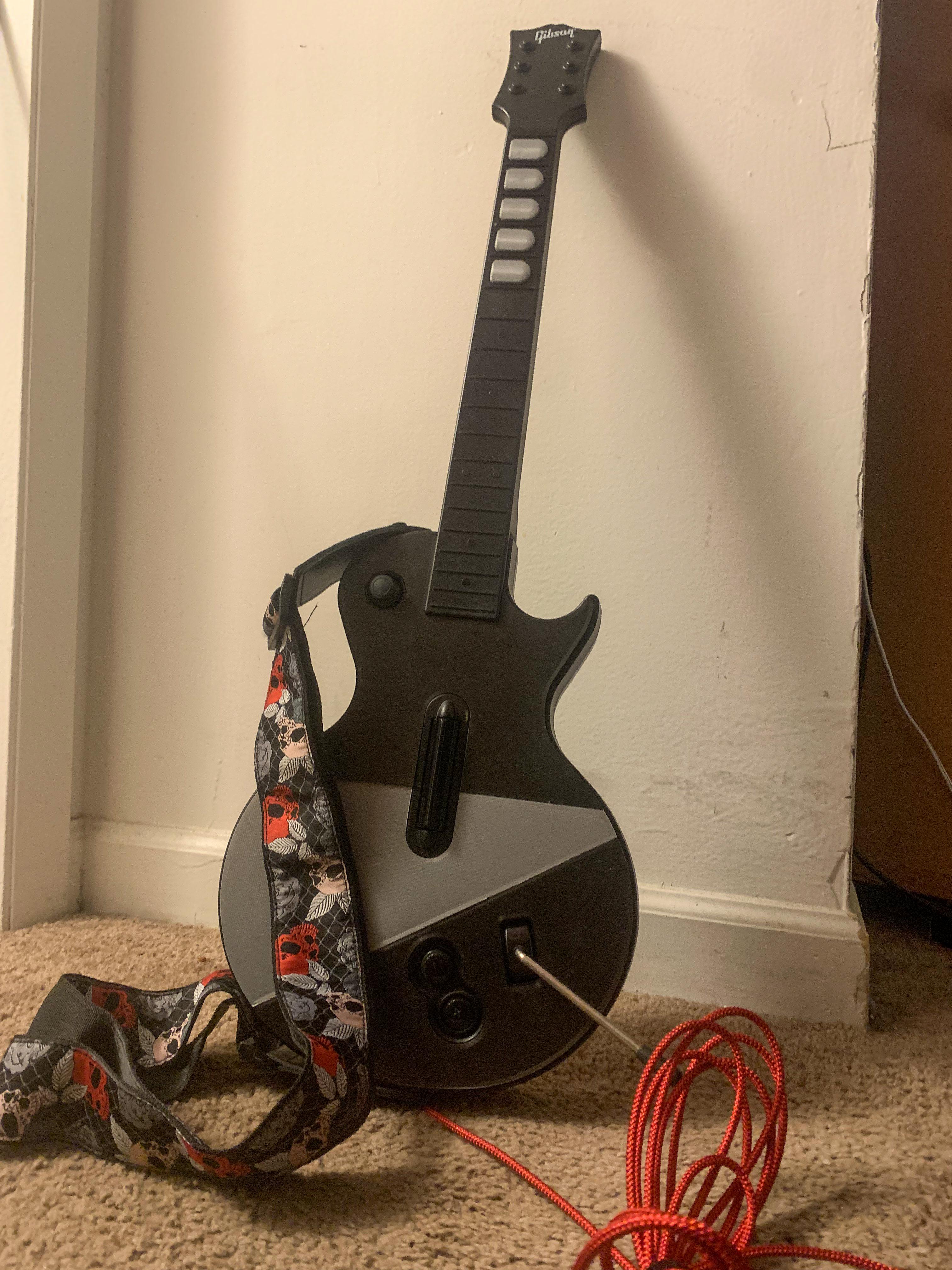 First Clone Hero guitar complete! Dark Yellow choc frets, navy