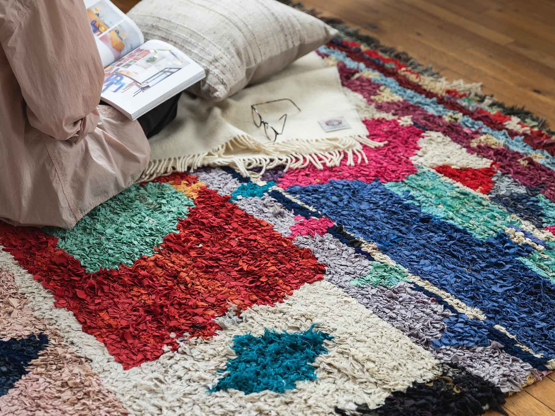 モロッコ ヴィンテージラグ141 レア ブラウン ターコイズ オレンジ