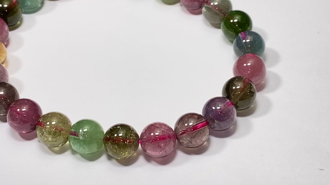 トルマリン （マルチカラー） ラウンド8mm ブレスレット NO.22｜天然石