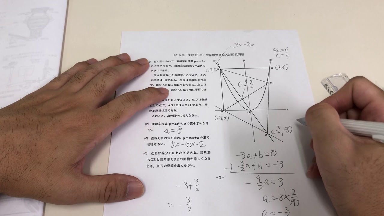 2016年(平成28年)神奈川県高校入試から関数問題解説 - YouTube