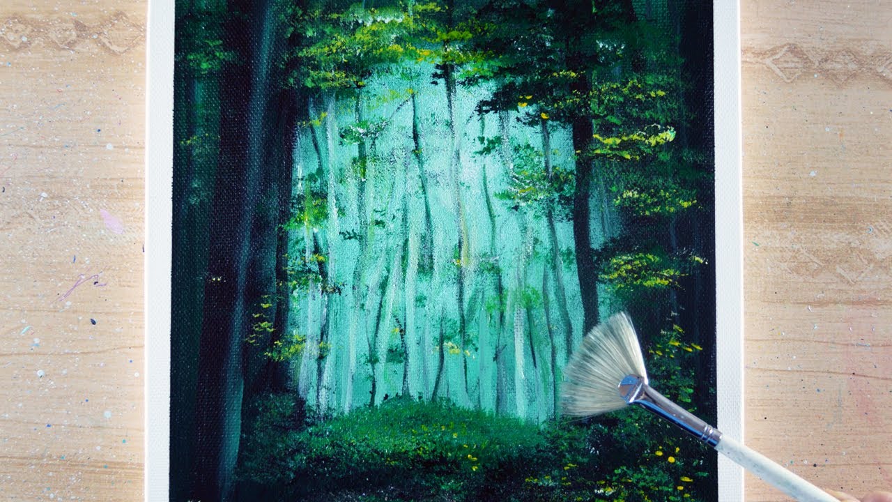 How to paint a forest with acrylic paint # 119 - YouTube