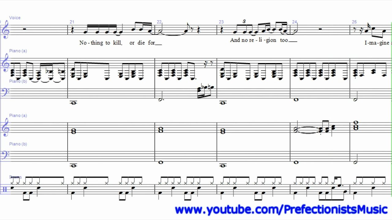 John Lennon - Imagine (Sheet Music) - YouTube