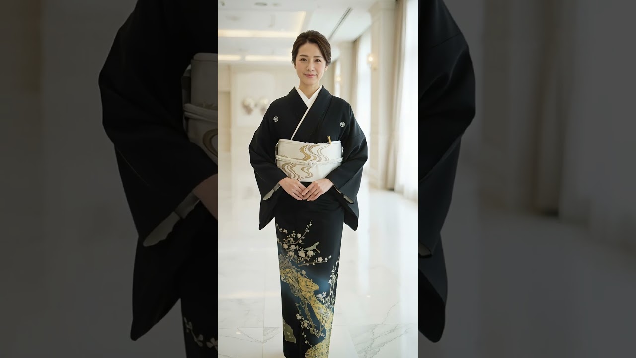 正絹黒留袖レンタル】 90001 金彩梅流水黒留袖袋帯セット 【身長