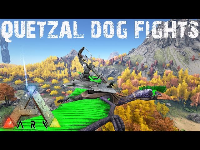 ARK: Survival Evolved - Mini Gun Turret Quetzal Dog Fights! - YouTube
