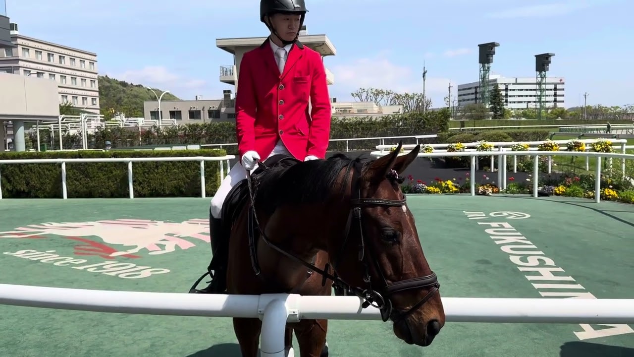 2024.4.20福島競馬場の誘導馬ヨシオ、最後のウィナーズサークルでの