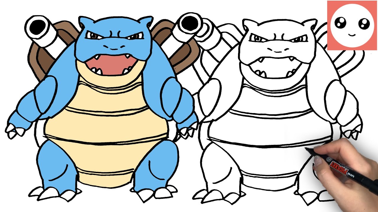 甲羅ポケモンカメックスのかきかた - YouTube