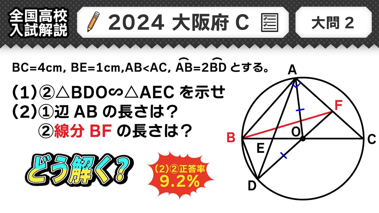 2024年大阪府C 高校入試】公立高校受験 数学解説 大問2【令和6年度