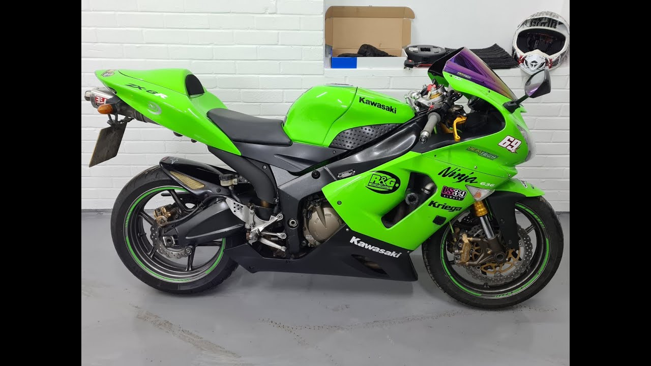 Kawasaki ZX636, 2005, ZX6R, C1H, Yoshimura exhaust sound. - YouTube