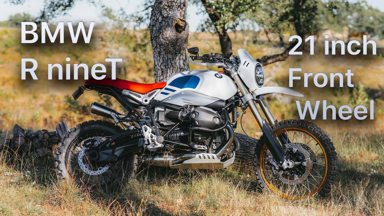 BMW R nineT w/ F800GS Fork and F850GS 21inch Front Wheel - YouTube