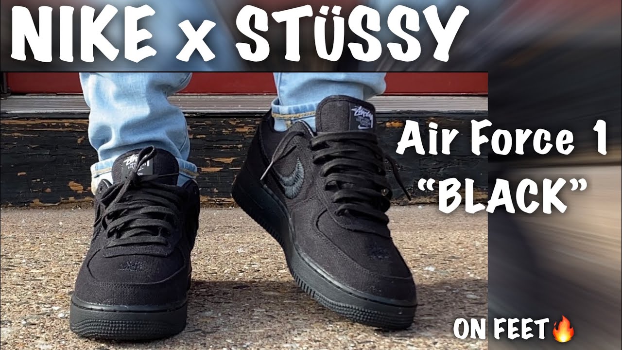 Nike Stussy Air Force 1 Low Black Review & On Feet - YouTube