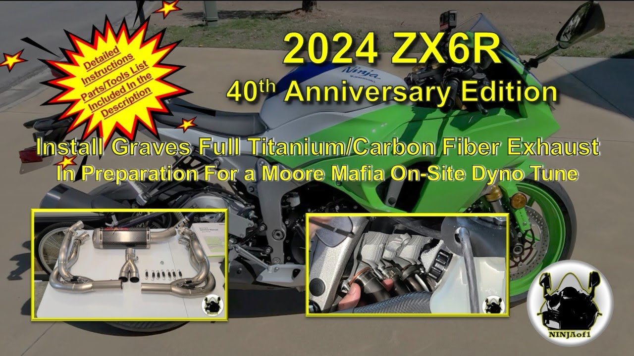 24 ZX6R 40th AE: Install Graves Full Titanium/Carbon Fiber Exhaust