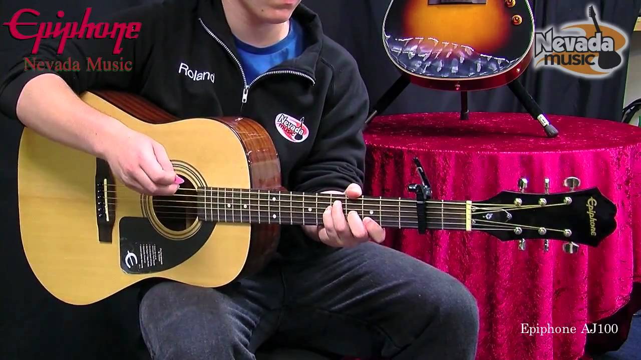 Epiphone AJ100 Acoustic Guitar Demo @ Nevada Music UK - YouTube