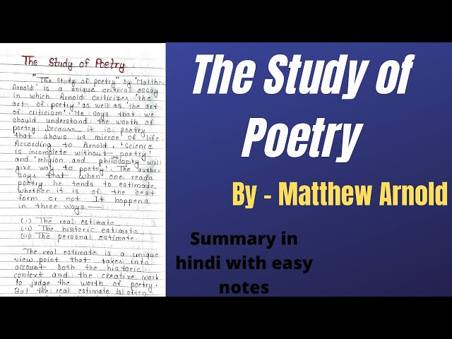The Study of poetry | The study of poetry by Matthew Arnold | The