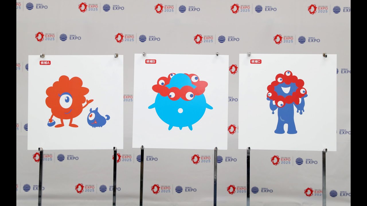 Three finalists for the official mascot of the Osaka-Kansai Expo