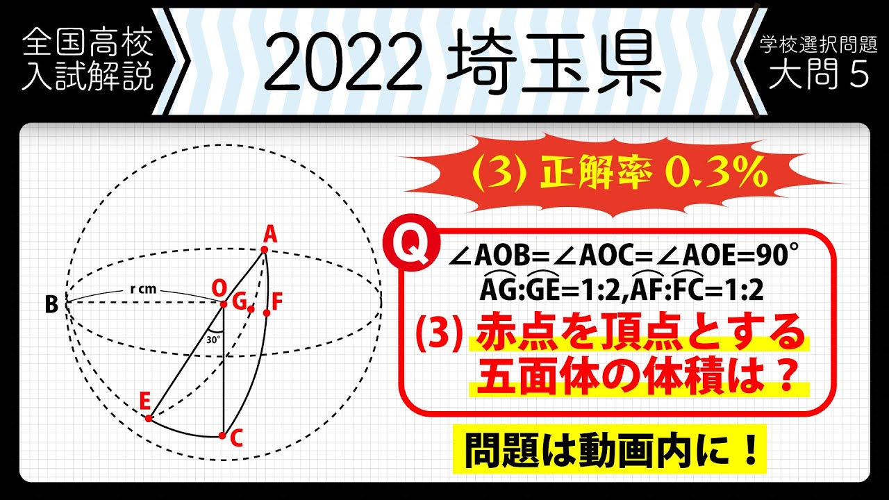 2022年全国高校入試数学解説】埼玉 学校選択 大問5 高校入試 高校受験