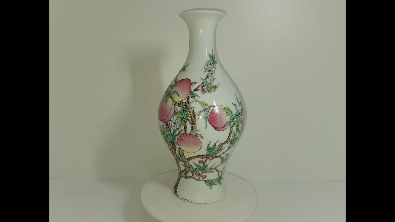 清雍正粉彩蝠桃纹橄榄瓶-高37厘米Qing Yongzheng famille rose 8