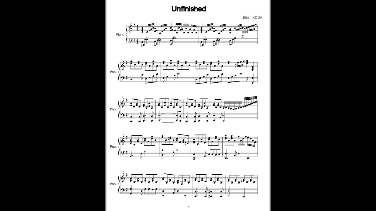 UNFINISHED (es moll ver)：YOSHIKI(X JAPAN), KODA Piano solo
