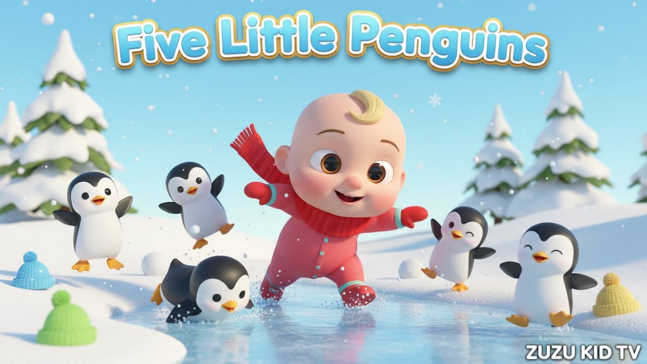Five Little Penguins – Nursery Rhyme, Toddler Penguin Fun, and
