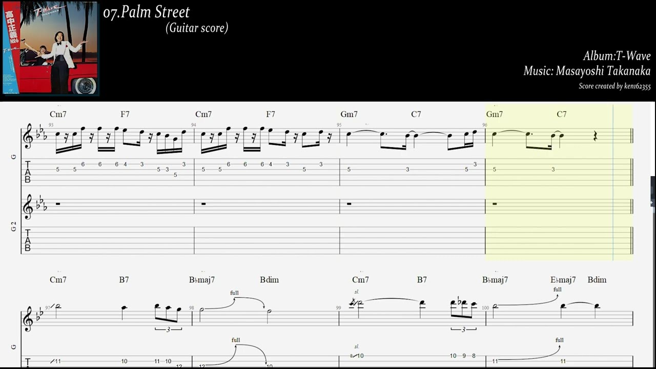 高中正義【Masayoshi Takanaka】07. Palm Street【Guitar TAB】 - YouTube