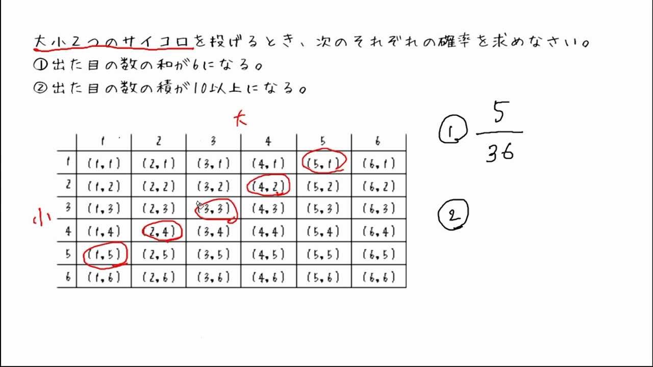 中2 数学】2つのサイコロの確率 - YouTube
