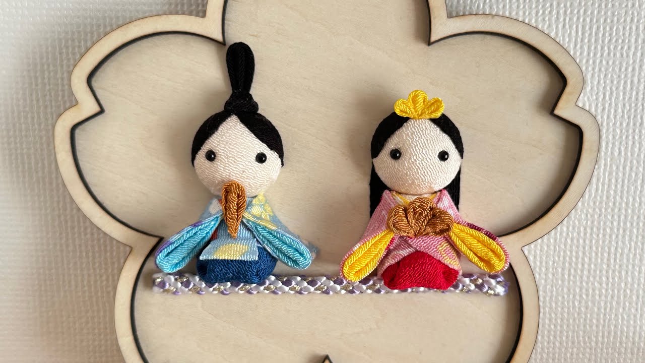 創作人形 粘土 お雛様 江戸縮緬 縮緬細工 ハンドメイド 創作人形 粘土