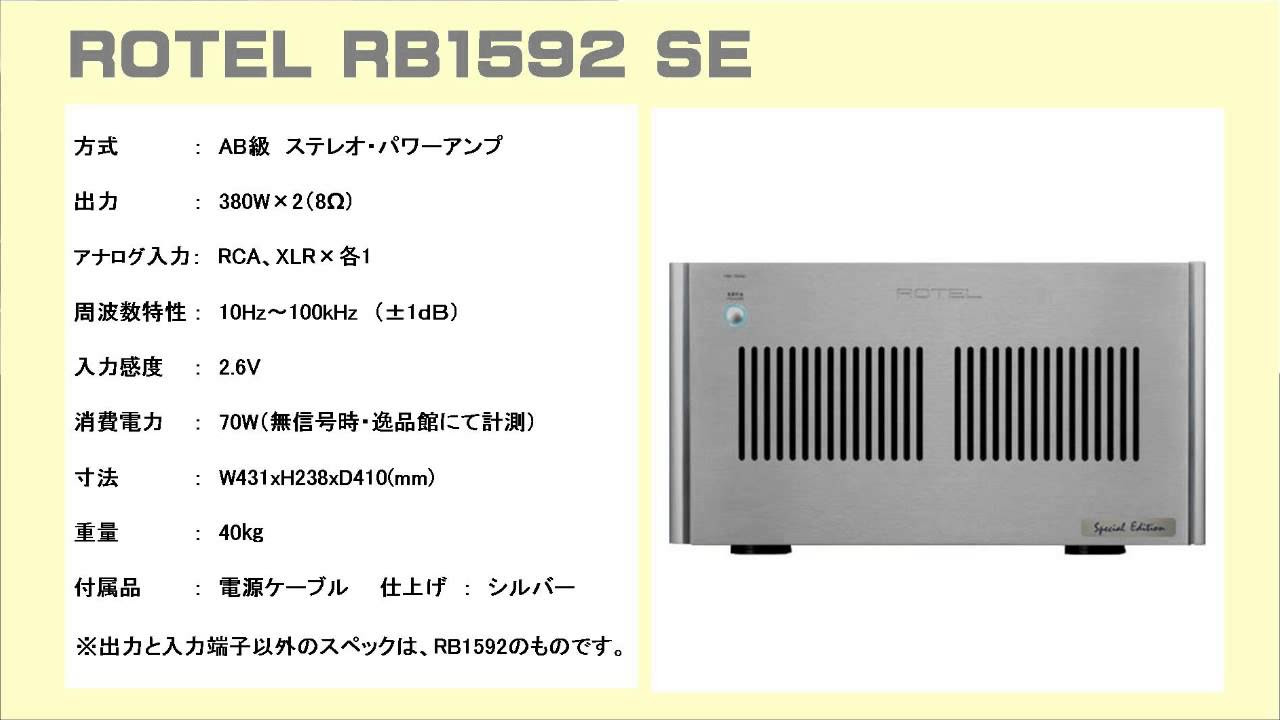 2015年9月 ROTEL RB1592SE 音質テスト・概要のご説明 - YouTube